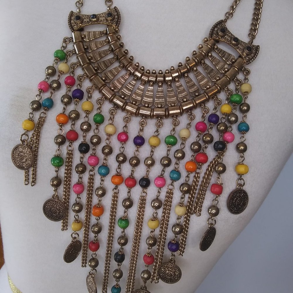 Boho Bollywood Festival Gypsy Hippie  Coachella Tribal Statement Necklace - Picture 7 of 16